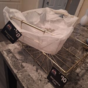 2 gold decorative trays